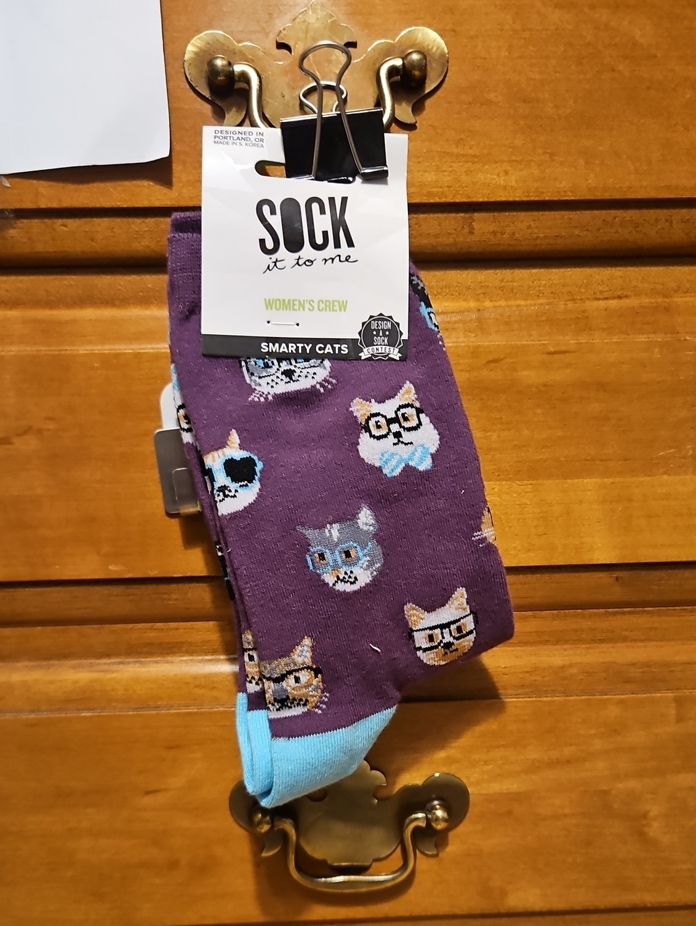 Women's Purple 'Smarty Cats' Crew Socks by Sock It To Me